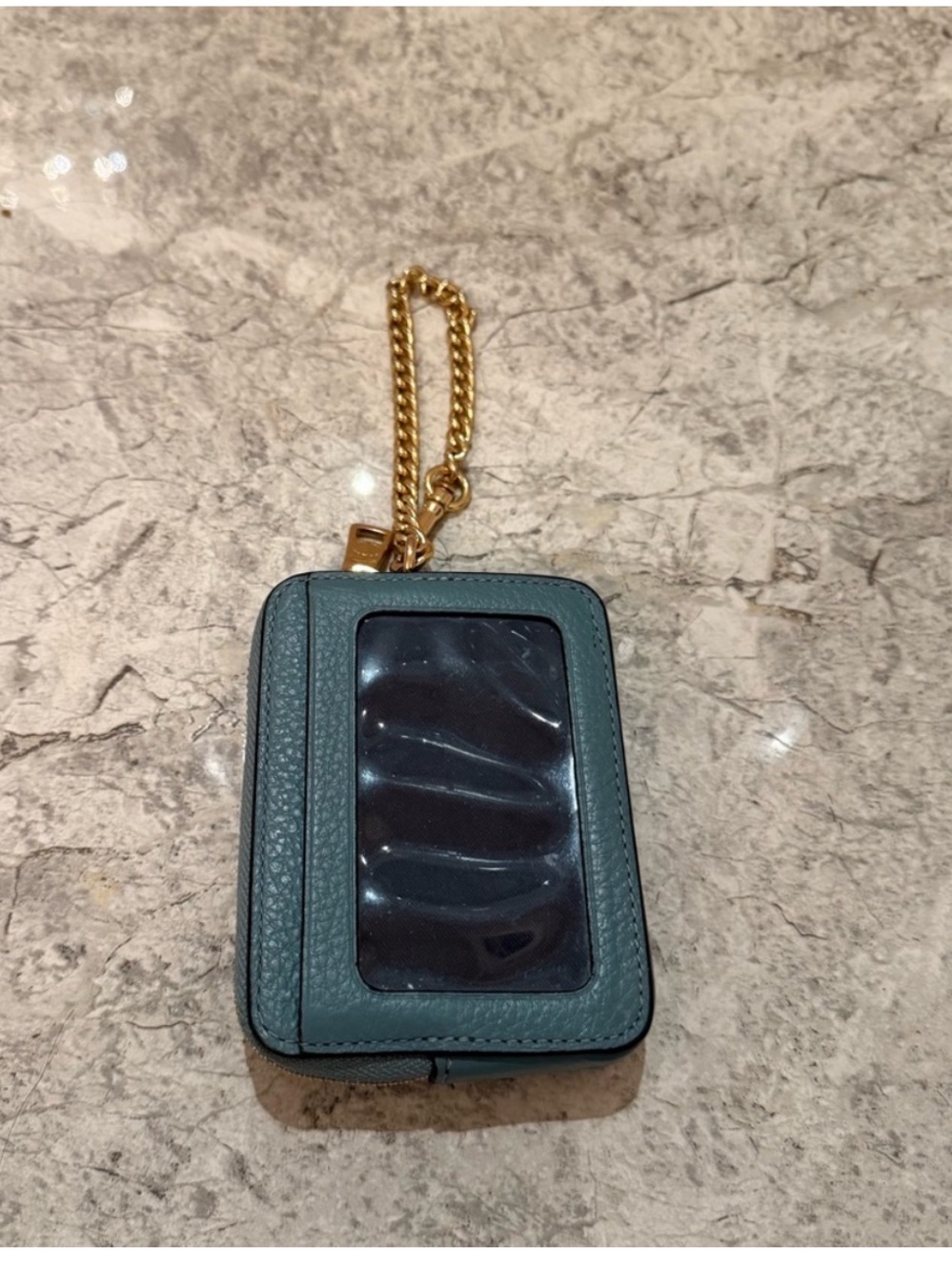 Coach Teal Leather Keychain card holder - Picture 6 of 6